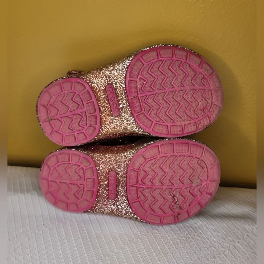Crocs Pink Isabella Unicorn Glitter Jelly Sandals sz Toddler 6